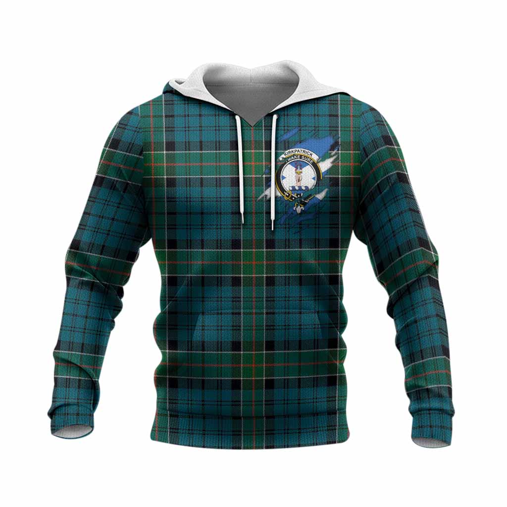Kirkpatrick Clan Crest In Me Tartan Knitted Hoodie Scotland Flag Style