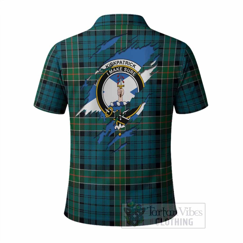 Kirkpatrick Clan Crest In Me Tartan Polo Shirt Scotland Flag Style