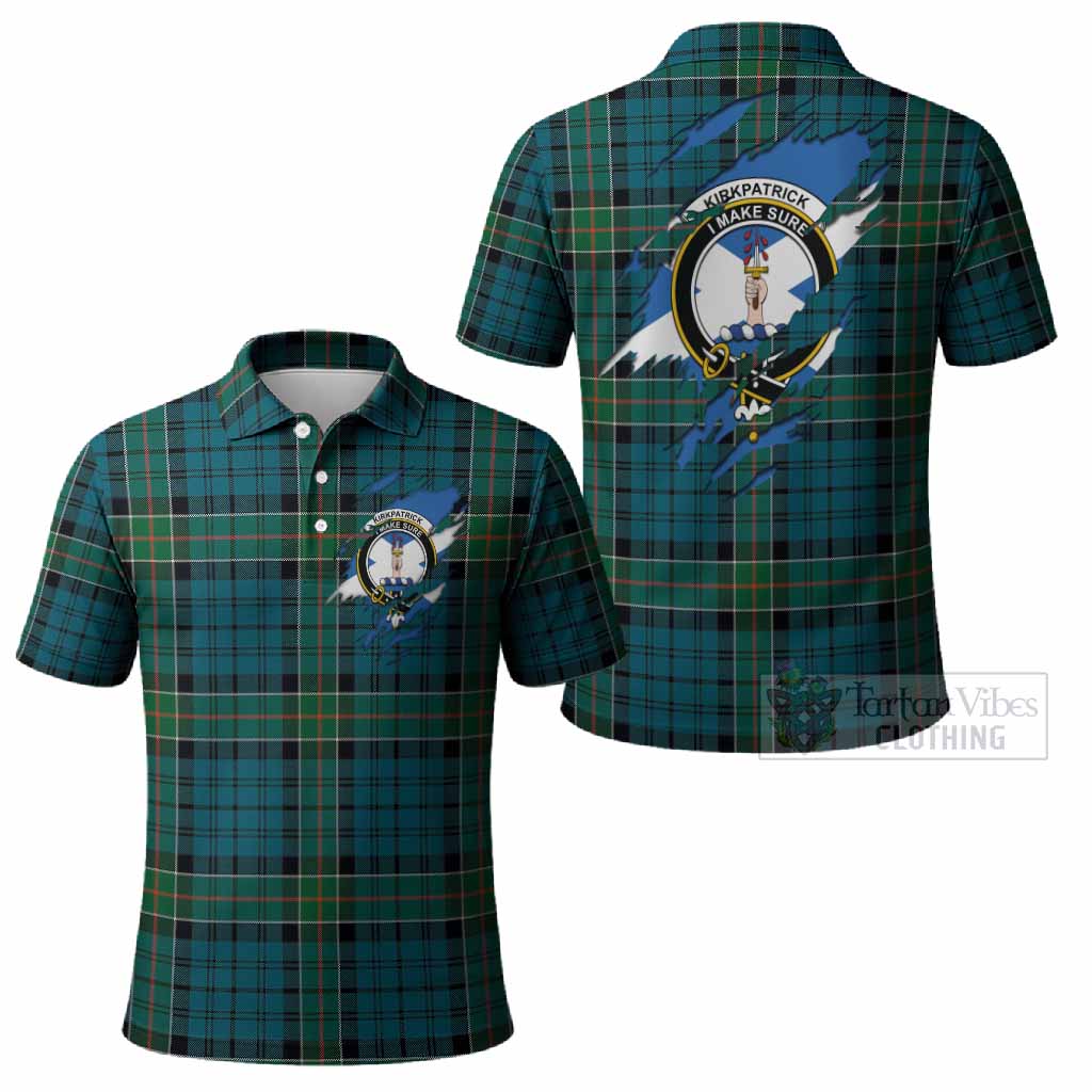 Kirkpatrick Clan Crest In Me Tartan Polo Shirt Scotland Flag Style