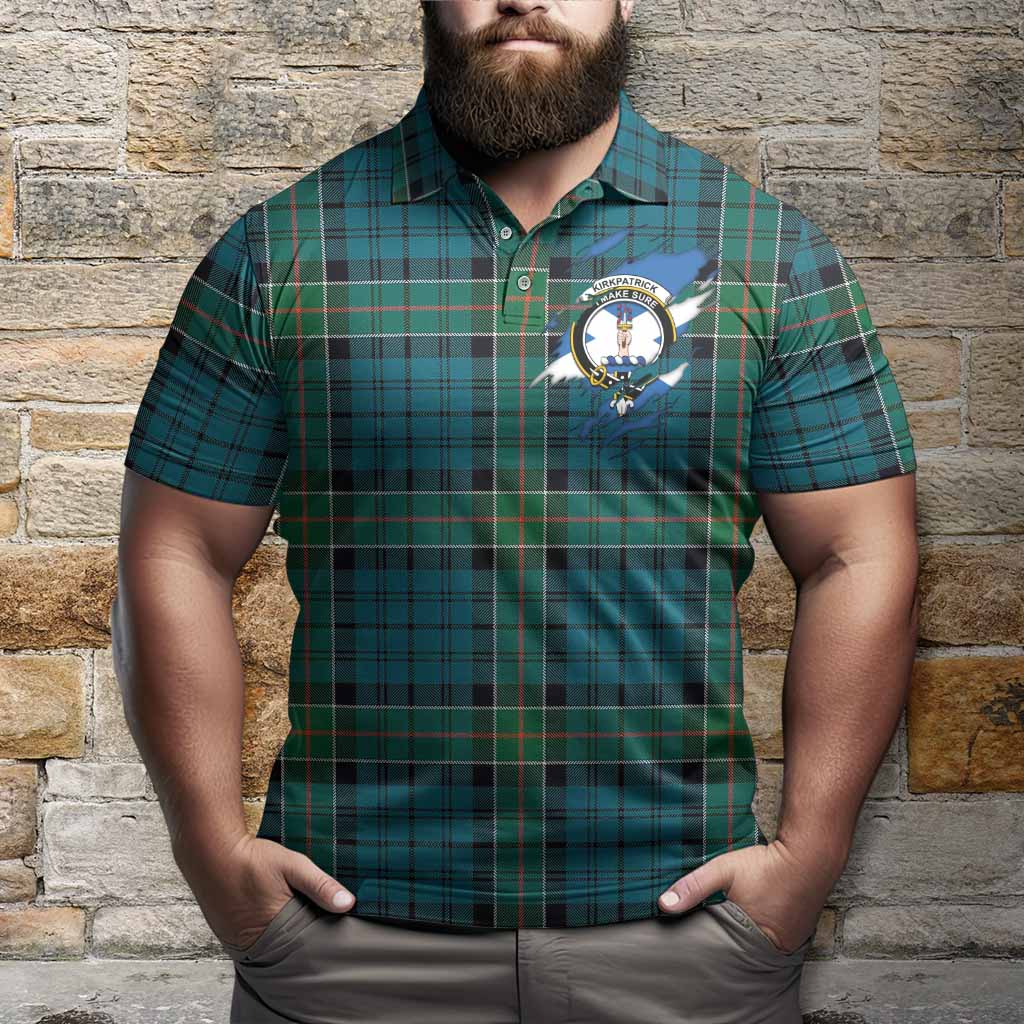 Kirkpatrick Clan Crest In Me Tartan Polo Shirt Scotland Flag Style