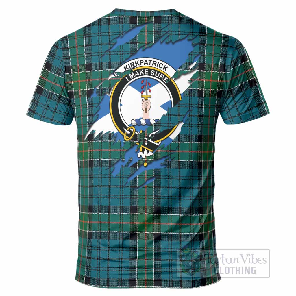Kirkpatrick Clan Crest In Me Tartan T-Shirt Scotland Flag Style