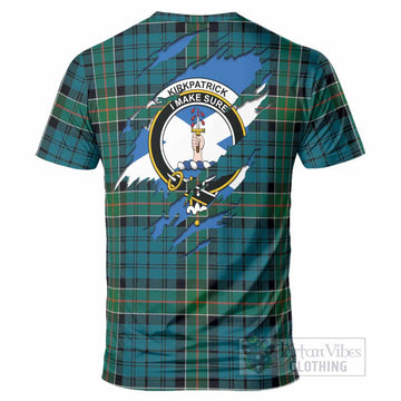 Kirkpatrick Clan Crest In Me Tartan T-Shirt Scotland Flag Style