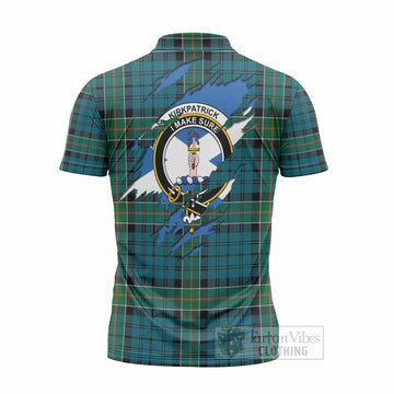 Kirkpatrick Clan Crest In Me Tartan Zipper Polo Shirt Scotland Flag Style