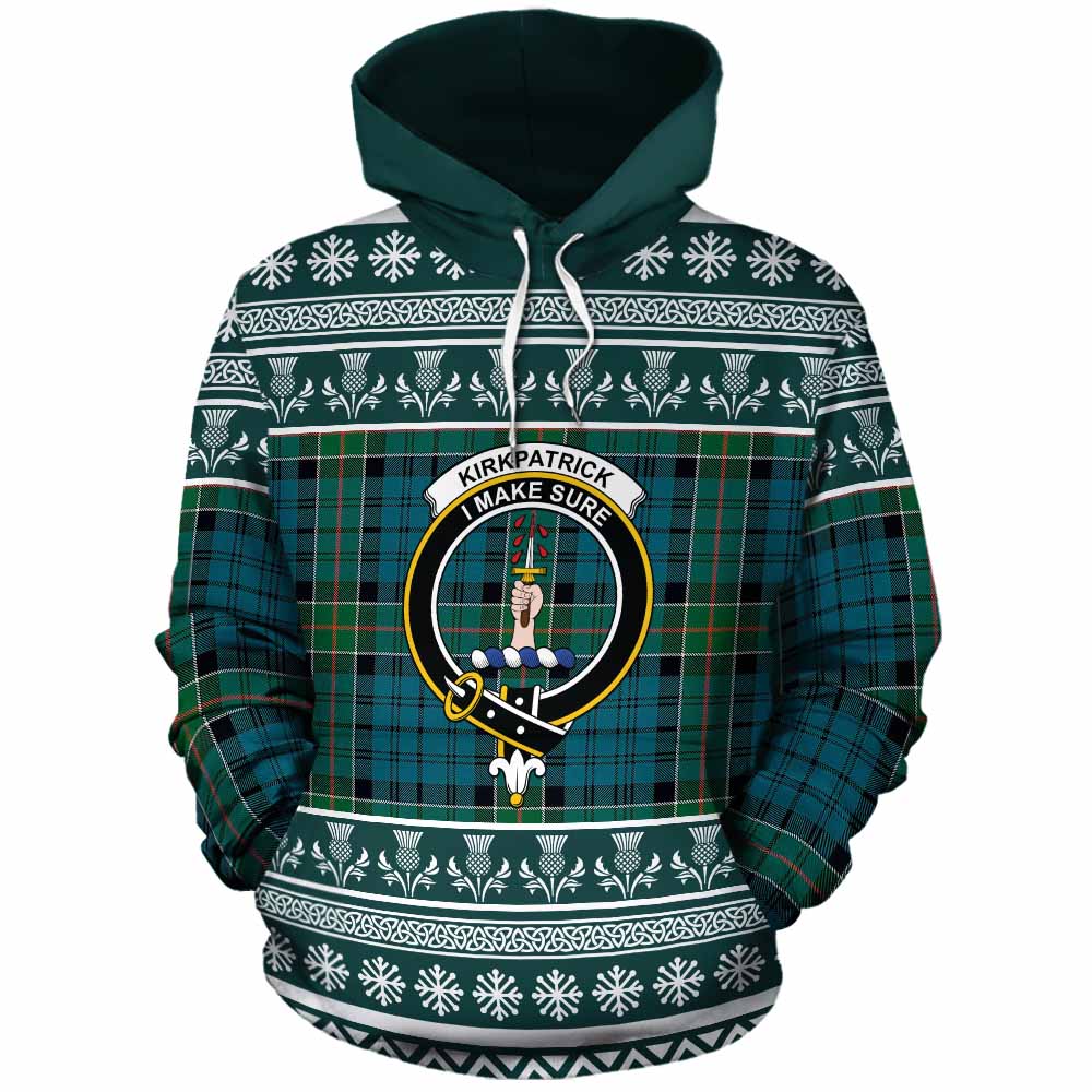 Kirkpatrick Clan Tartan Christmas Cotton Hoodie with Family Crest - Tartan Vibes Clothing
