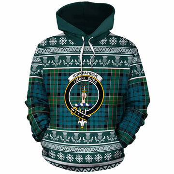 Kirkpatrick Clan Tartan Christmas Cotton Hoodie with Family Crest
