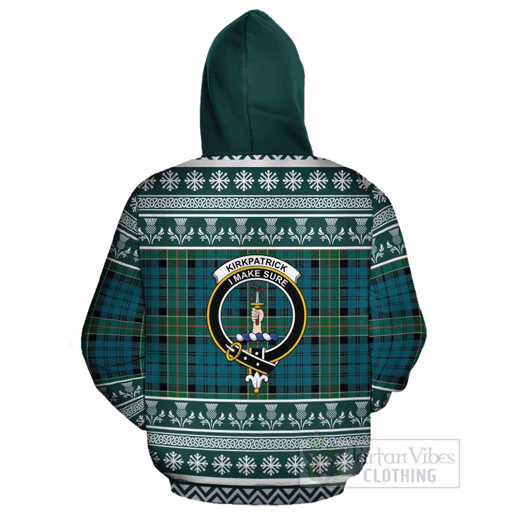 Kirkpatrick Clan Tartan Christmas Cotton Hoodie with Family Crest - Tartan Vibes Clothing
