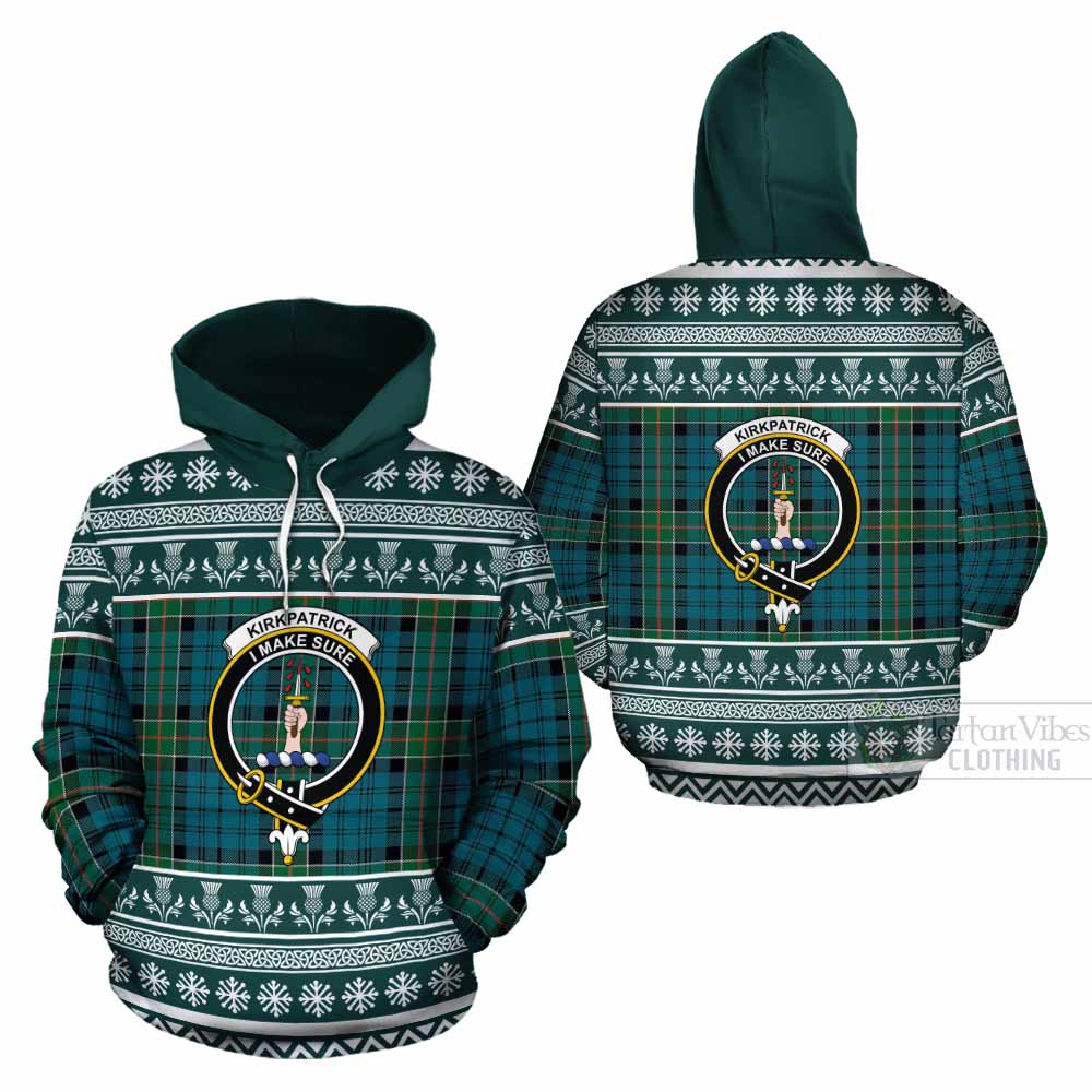 Kirkpatrick Clan Tartan Christmas Cotton Hoodie with Family Crest - Tartan Vibes Clothing