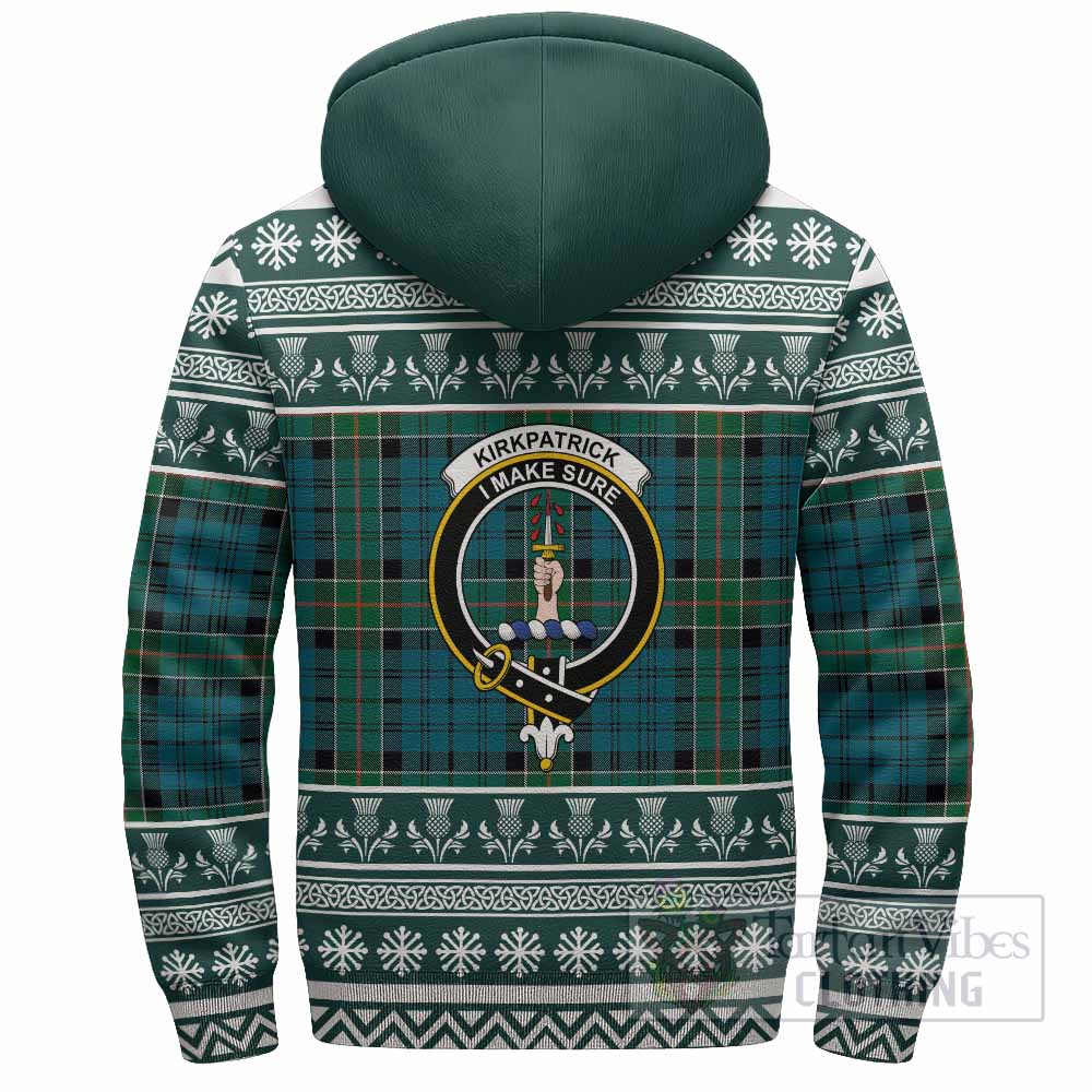 Kirkpatrick Clan Tartan Christmas Fleece Hoodie with Family Crest - Tartan Vibes Clothing