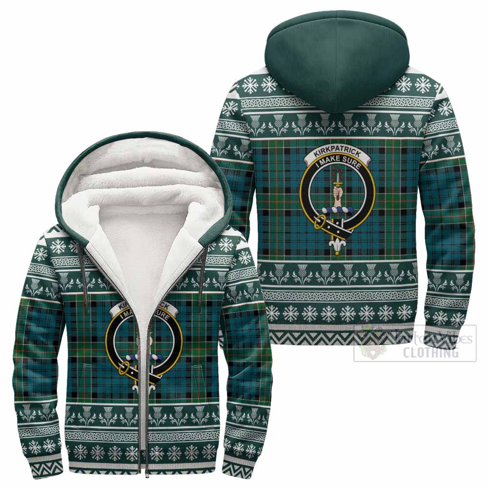 Kirkpatrick Clan Tartan Christmas Fleece Hoodie with Family Crest - Tartan Vibes Clothing