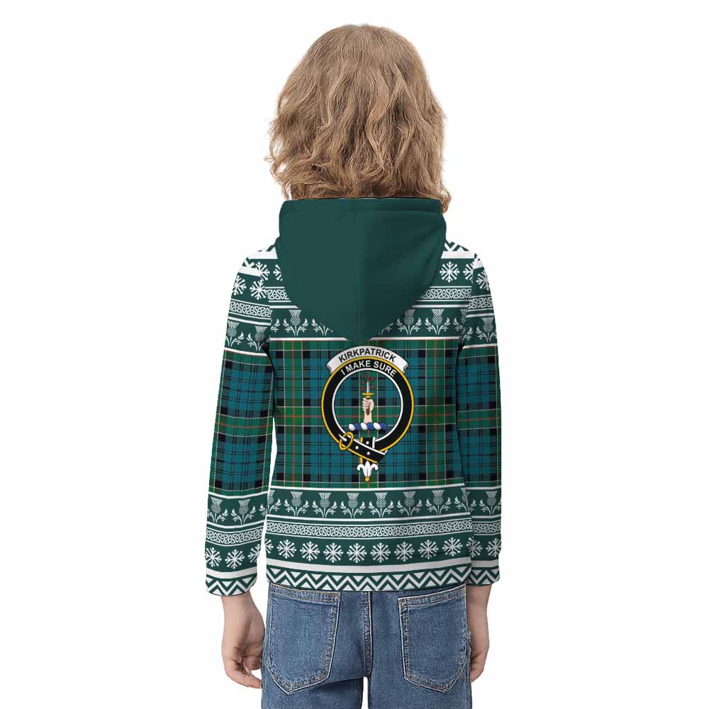 Kirkpatrick Clan Tartan Christmas Kid Hoodie with Family Crest - Tartan Vibes Clothing