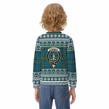 Kirkpatrick Clan Tartan Christmas Kid Ugly Sweatshirt with Family Crest