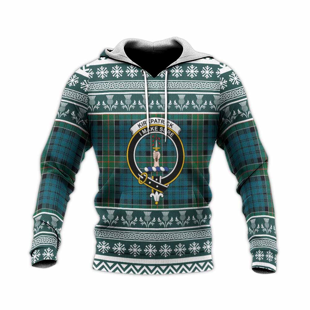Kirkpatrick Clan Tartan Christmas Knitted Hoodie with Family Crest - Tartan Vibes Clothing