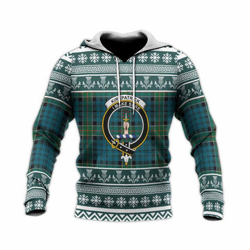 Kirkpatrick Clan Tartan Christmas Knitted Hoodie with Family Crest