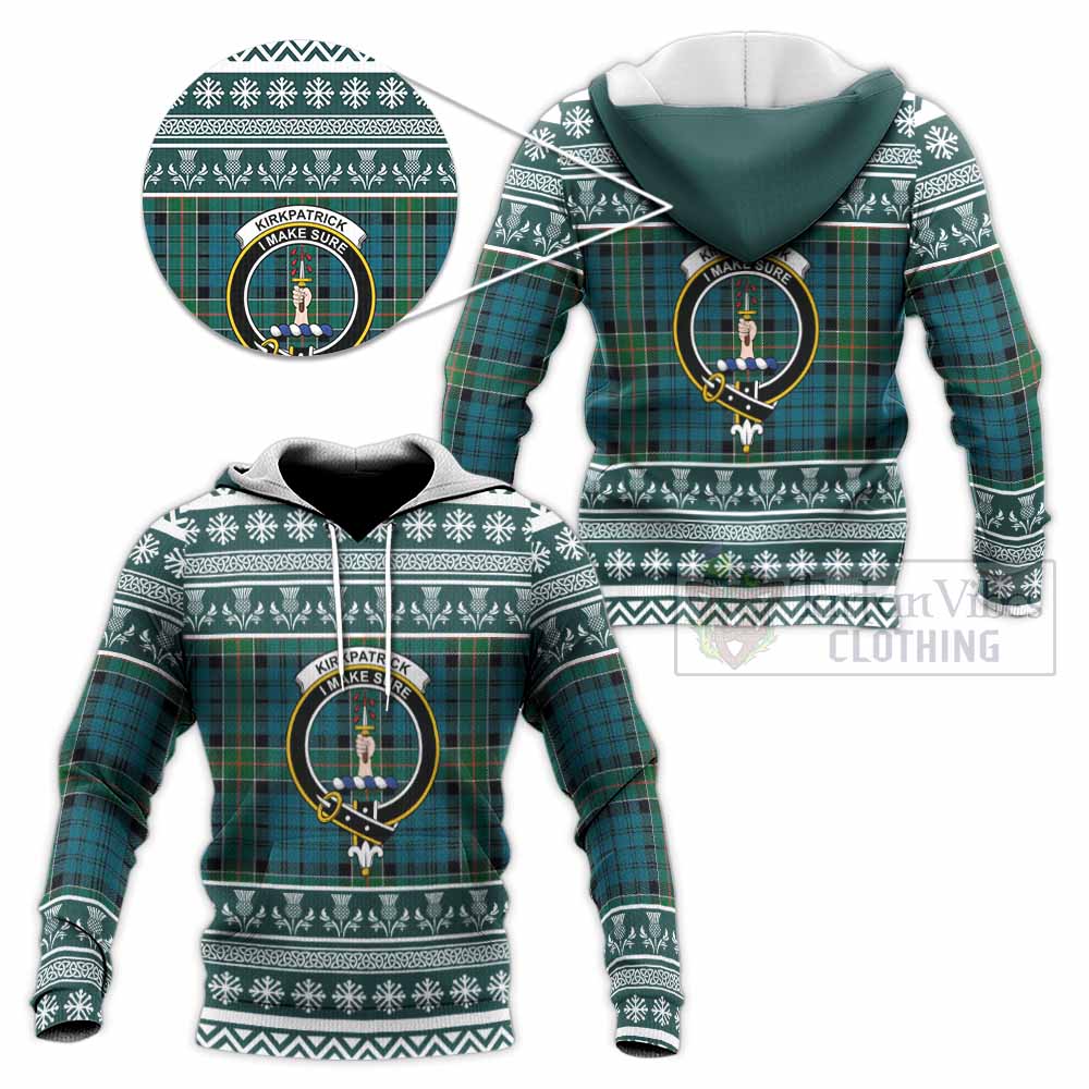 Kirkpatrick Clan Tartan Christmas Knitted Hoodie with Family Crest - Tartan Vibes Clothing