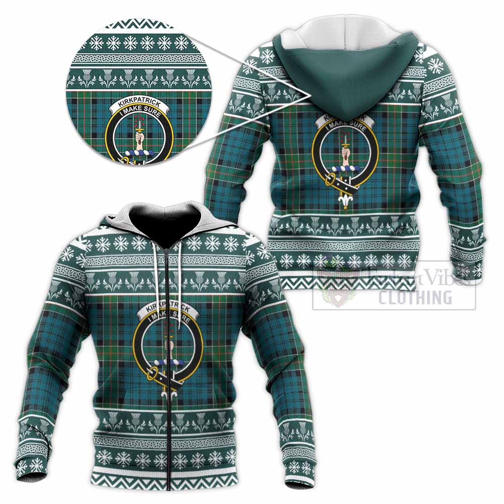 Kirkpatrick Clan Tartan Christmas Knitted Hoodie with Family Crest - Tartan Vibes Clothing