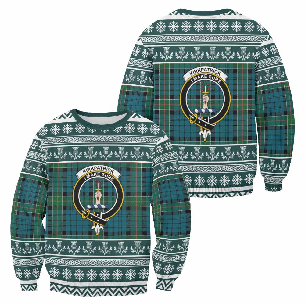 Kirkpatrick Clan Tartan Christmas Sweatshirt with Family Crest - Tartan Vibes Clothing