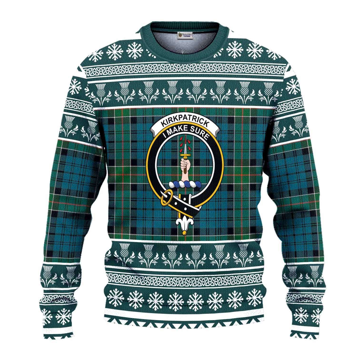 Kirkpatrick Clan Tartan Christmas Ugly Sweater with Family Crest - Tartan Vibes Clothing