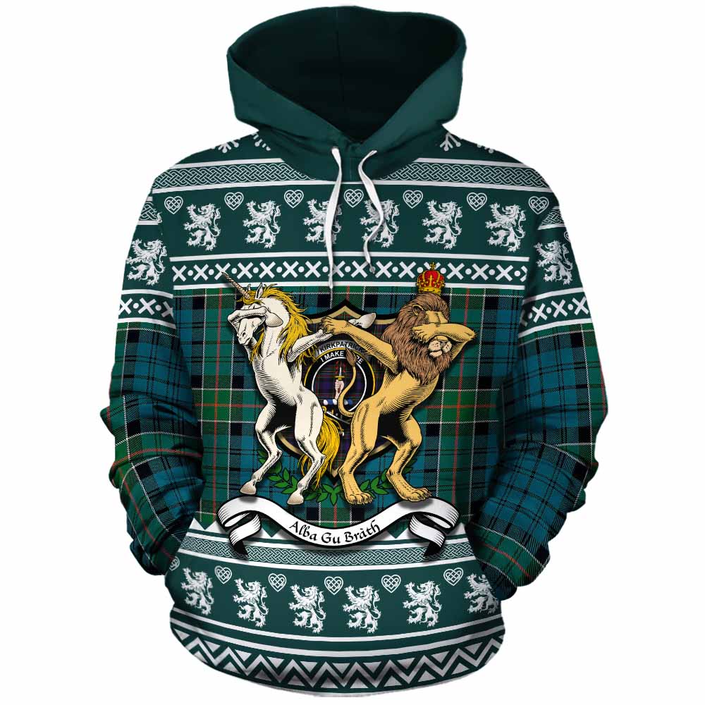 Kirkpatrick Clan Tartan Crest Christmas Cotton Hoodie Coat of Arms Funny Style - Tartan Vibes Clothing