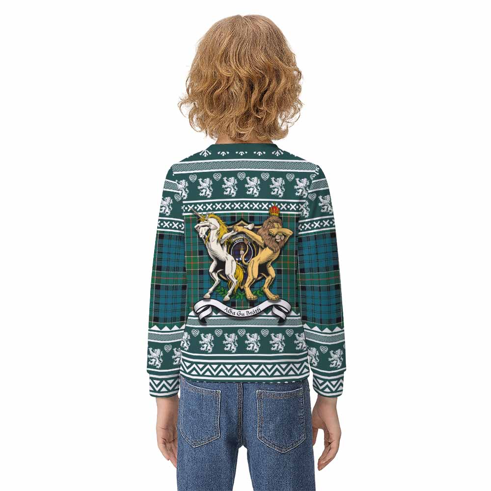 Kirkpatrick Clan Tartan Crest Christmas Kid Ugly Sweatshirt Coat of Arms Funny Style - Tartan Vibes Clothing