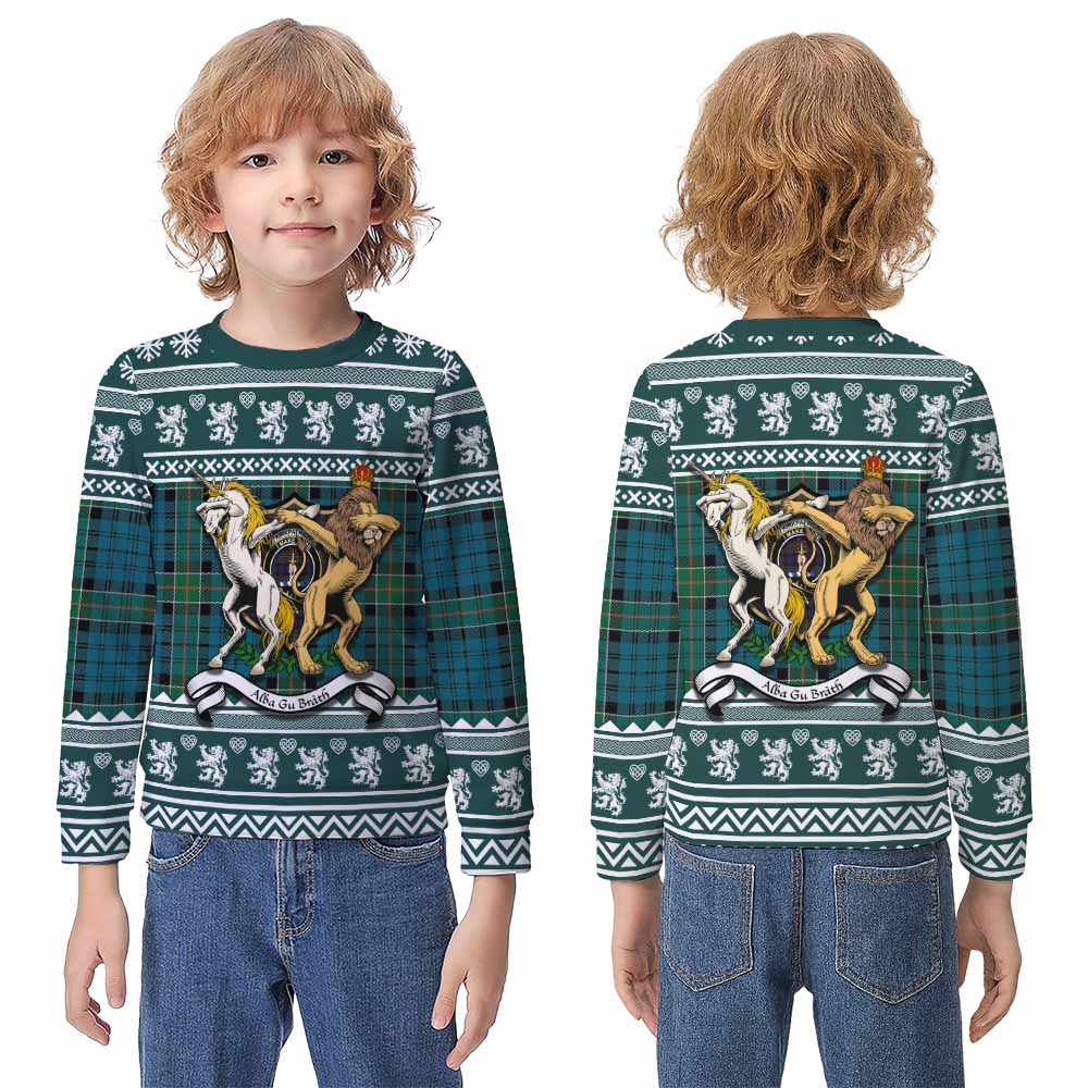 Kirkpatrick Clan Tartan Crest Christmas Kid Ugly Sweatshirt Coat of Arms Funny Style - Tartan Vibes Clothing