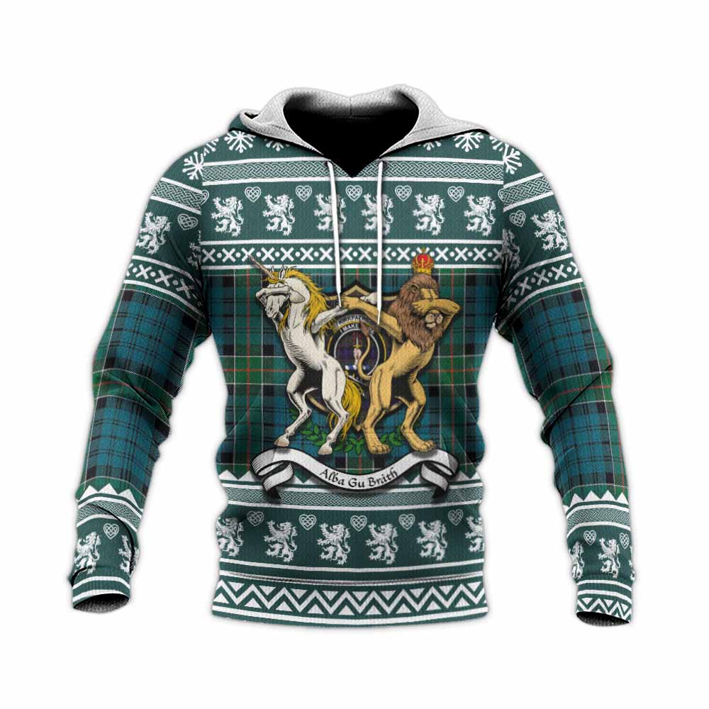 Kirkpatrick Clan Tartan Crest Christmas Knitted Hoodie Coat of Arms Funny Style - Tartan Vibes Clothing