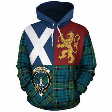 Kirkpatrick Crest Tartan Cotton Hoodie with Lion Rampant Saltire Style