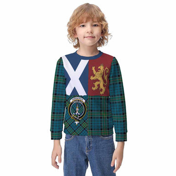 Kirkpatrick Crest Tartan Kid Knitted Sweatshirt with Lion Rampant Saltire Style