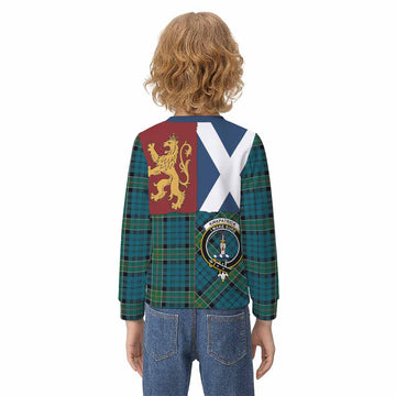 Kirkpatrick Crest Tartan Kid Knitted Sweatshirt with Lion Rampant Saltire Style