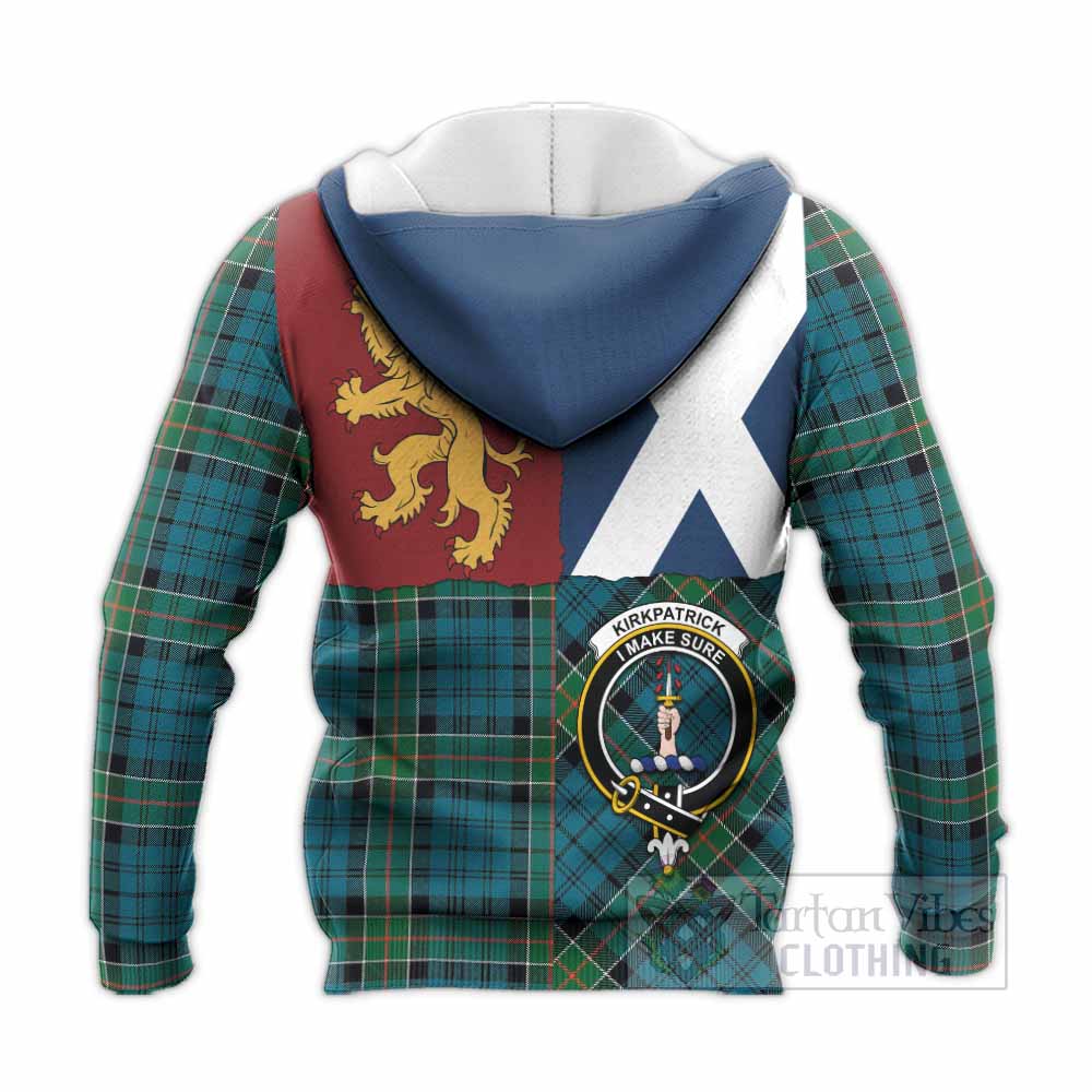 Kirkpatrick Crest Tartan Knitted Hoodie with Lion Rampant Saltire Style