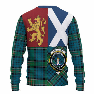 Kirkpatrick Crest Tartan Knitted Sweater with Lion Rampant Saltire Style