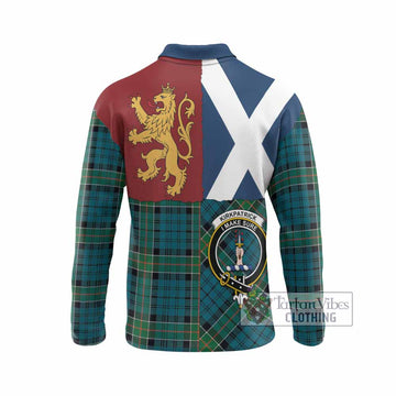 Kirkpatrick Crest Tartan Long Sleeve Polo Shirt with Lion Rampant Saltire Style