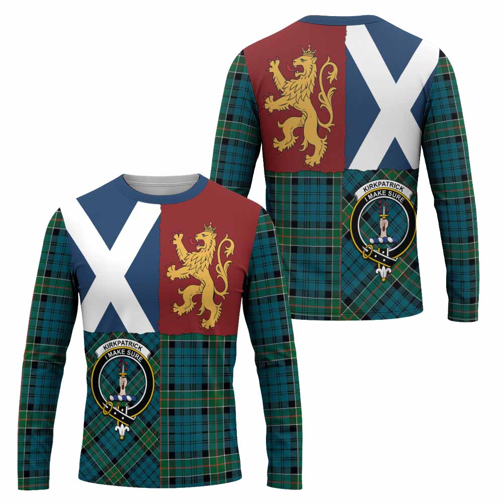 Kirkpatrick Crest Tartan Long Sleeve T-Shirt with Lion Rampant Saltire Style