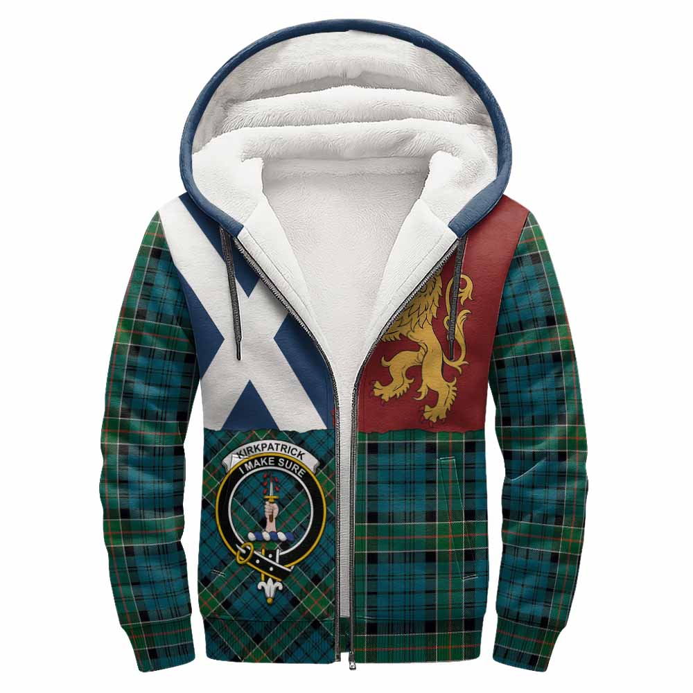 Kirkpatrick Crest Tartan Sherpa Hoodie with Lion Rampant Saltire Style
