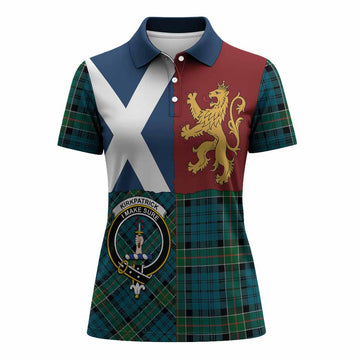 Kirkpatrick Crest Tartan Women Polo Shirt with Lion Rampant Saltire Style