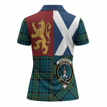 Kirkpatrick Crest Tartan Women Polo Shirt with Lion Rampant Saltire Style