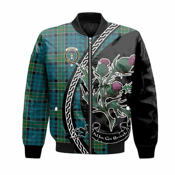 Kirkpatrick Family Crest Tartan Bomber Jacket Alba Thistle Inspired