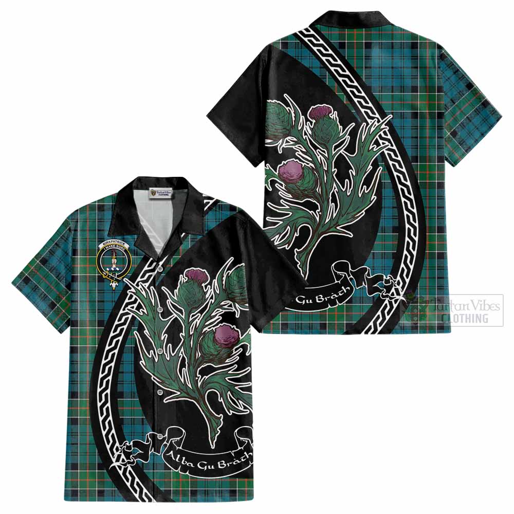 Kirkpatrick Family Crest Tartan Cotton Hawaiian Shirt Alba Thistle Inspired - Tartan Vibes Clothing