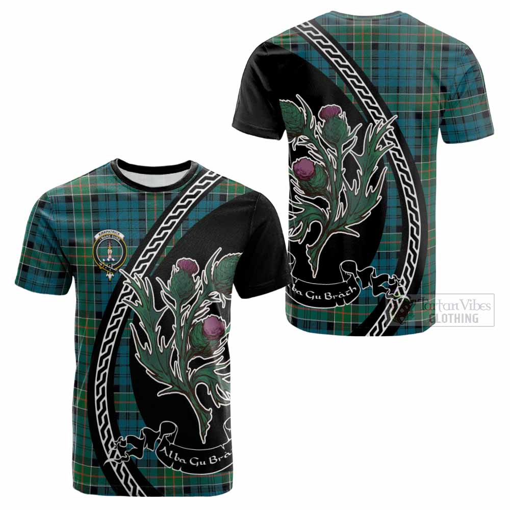 Kirkpatrick Family Crest Tartan Cotton T-shirt Alba Thistle Inspired - Tartan Vibes Clothing
