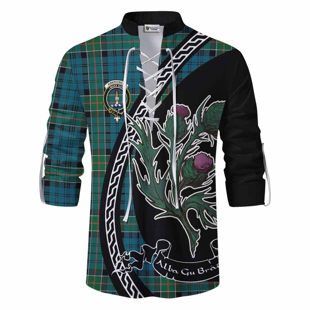 Kirkpatrick Family Crest Tartan Ghillie Shirt Alba Thistle Inspired - Tartan Vibes Clothing