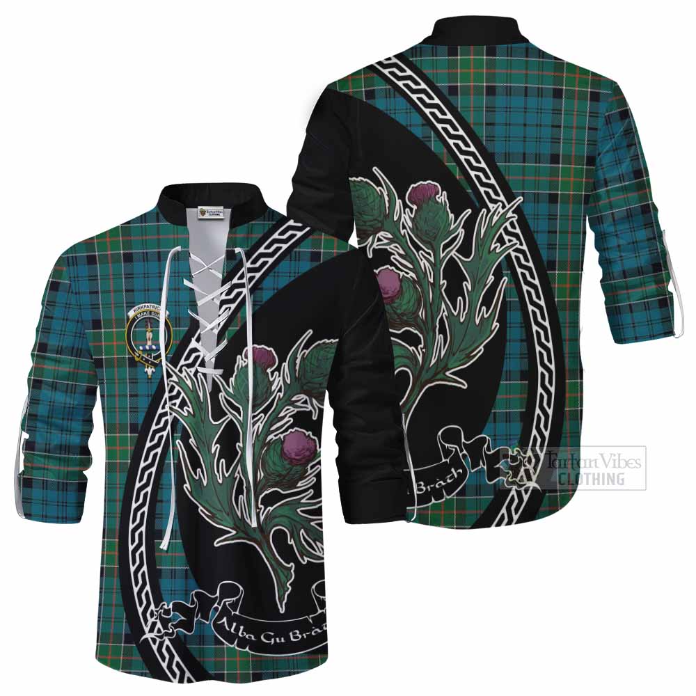 Kirkpatrick Family Crest Tartan Ghillie Shirt Alba Thistle Inspired - Tartan Vibes Clothing