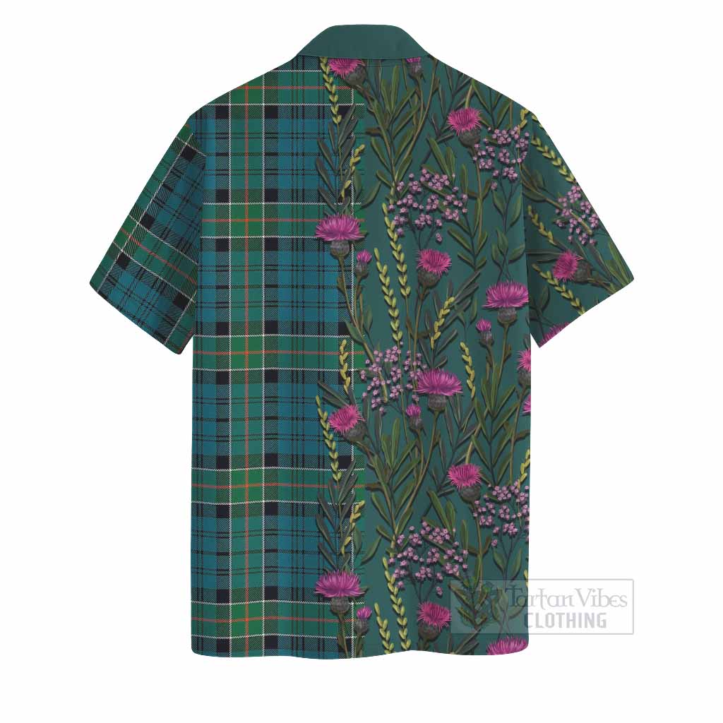 Kirkpatrick Family Crest Tartan Hawaiian Shirt Scottish Thistle Flower Pattern Half Style - Tartan Vibes Clothing