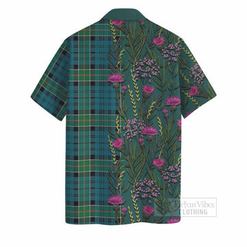 Kirkpatrick Family Crest Tartan Hawaiian Shirt Scottish Thistle Flower Pattern Half Style - Tartan Vibes Clothing