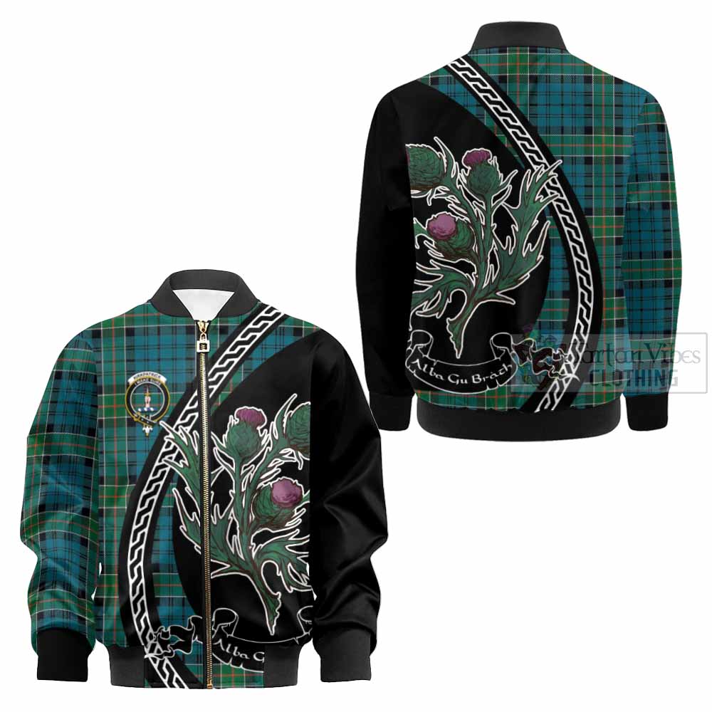 Kirkpatrick Family Crest Tartan Kid Bomber Jacket Alba Thistle Inspired - Tartan Vibes Clothing
