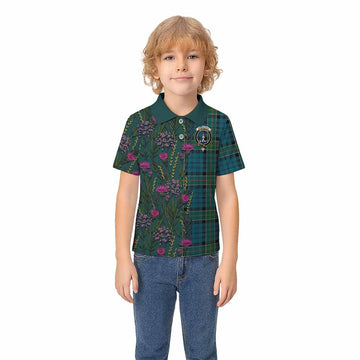 Kirkpatrick Family Crest Tartan Kid Polo Shirt Scottish Thistle Flower Pattern Half Style - Tartan Vibes Clothing
