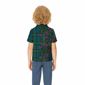 Kirkpatrick Family Crest Tartan Kid Polo Shirt Scottish Thistle Flower Pattern Half Style - Tartan Vibes Clothing