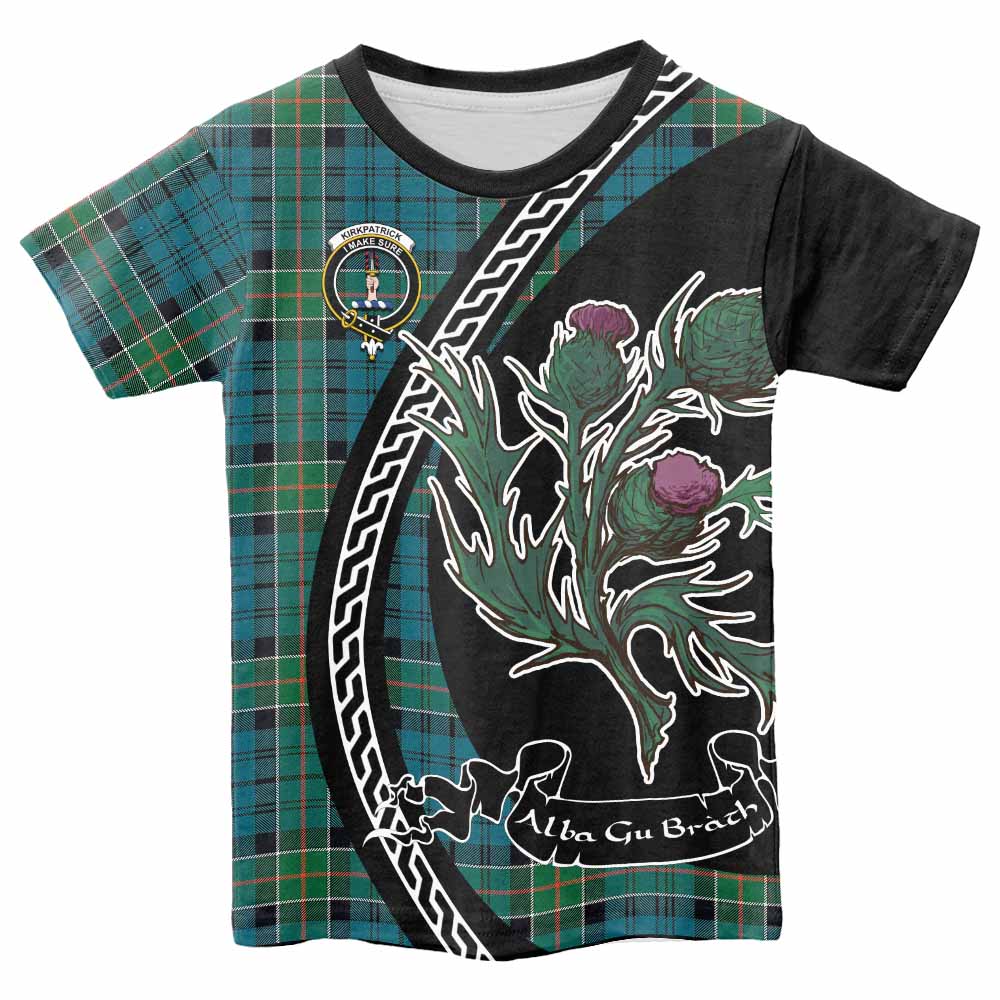 Kirkpatrick Family Crest Tartan Kid T-shirt Alba Thistle Inspired - Tartan Vibes Clothing