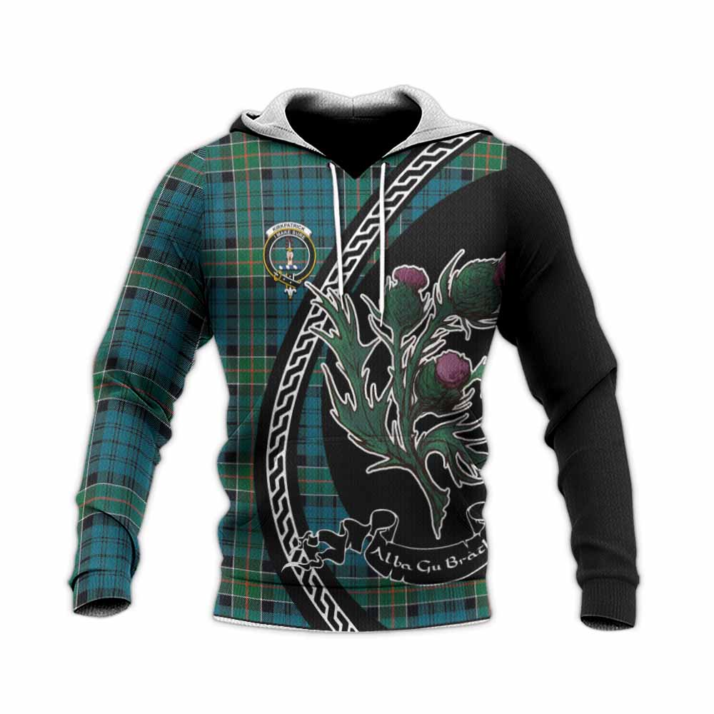 Kirkpatrick Family Crest Tartan Knitted Hoodie Alba Thistle Inspired - Tartan Vibes Clothing