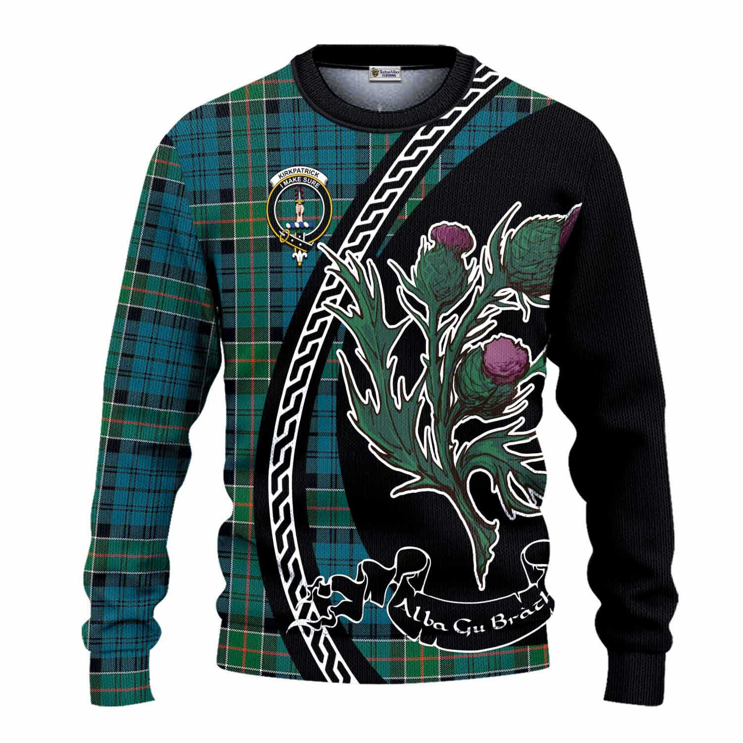 Kirkpatrick Family Crest Tartan Knitted Sweater Alba Thistle Inspired - Tartan Vibes Clothing