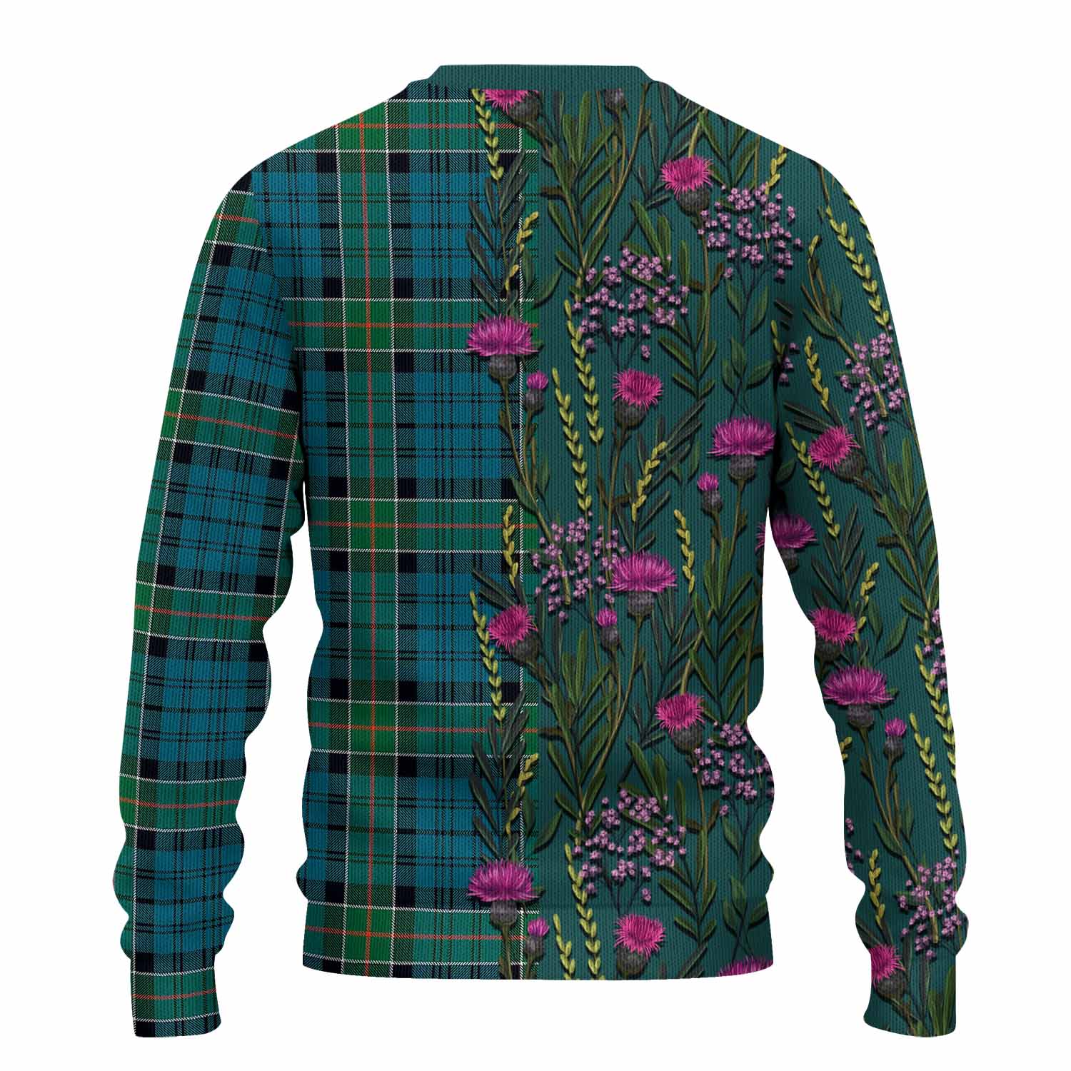 Kirkpatrick Family Crest Tartan Knitted Sweater Scottish Thistle Flower Pattern Half Style - Tartan Vibes Clothing