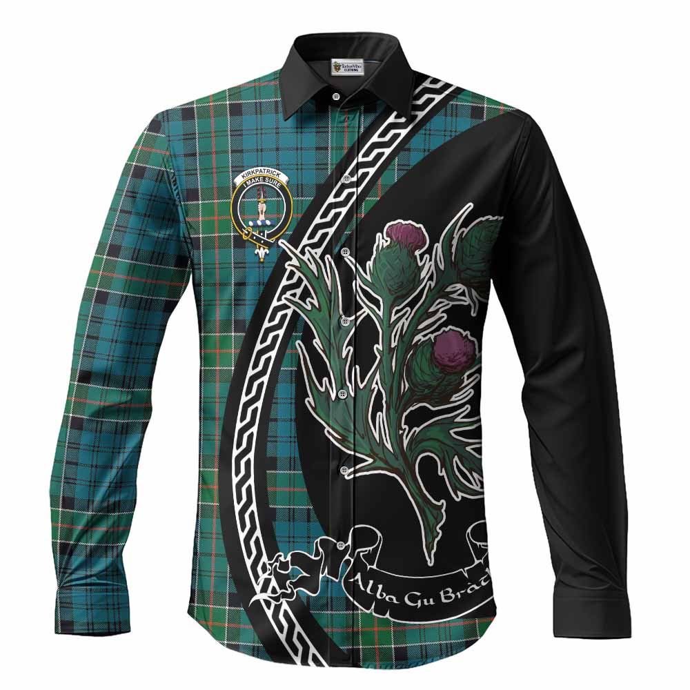 Kirkpatrick Family Crest Tartan Long Sleeve Button Shirts Alba Thistle Inspired - Tartan Vibes Clothing